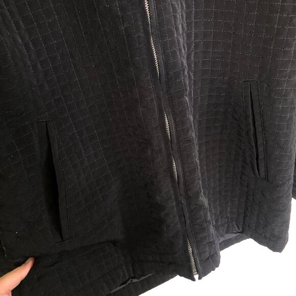 VTG Alaska Frontier Black Quilted Jacket Small Hooded 90s Barn Chore Minimalist - Picture 3 of 9